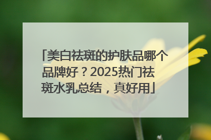 美白祛斑的护肤品哪个品牌好？2025热门祛斑水乳总结，真好用