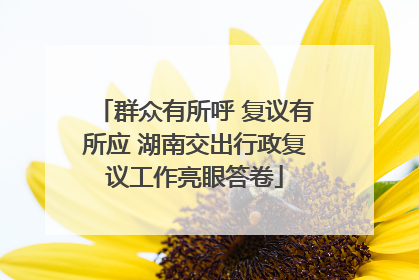 群众有所呼 复议有所应 湖南交出行政复议工作亮眼答卷