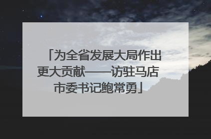 为全省发展大局作出更大贡献——访驻马店市委书记鲍常勇
