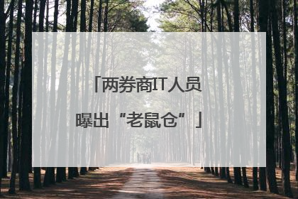 两券商IT人员曝出“老鼠仓”