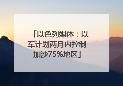 以色列媒体：以军计划两月内控制加沙75%地区