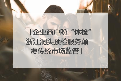 企业商户盼“体检” 浙江洞头预检服务颠覆传统市场监管