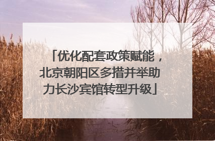 优化配套政策赋能，北京朝阳区多措并举助力长沙宾馆转型升级