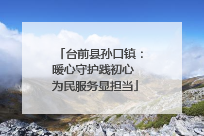 台前县孙口镇：暖心守护践初心 为民服务显担当
