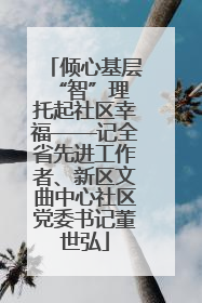 倾心基层“智”理 托起社区幸福——记全省先进工作者、新区文曲中心社区党委书记董世弘