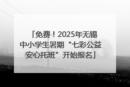 免费！2025年无锡中小学生暑期“七彩公益安心托班”开始报名