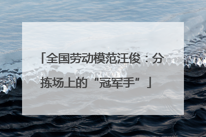 全国劳动模范汪俊：分拣场上的“冠军手”