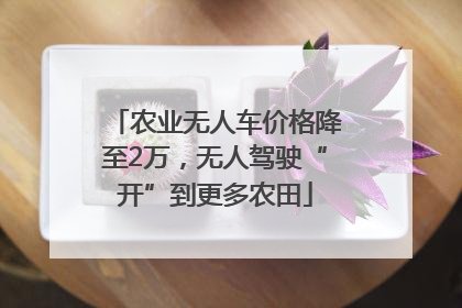 农业无人车价格降至2万，无人驾驶“开”到更多农田