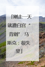 刚走一天就遭白宫“背刺” 马斯克：很失望