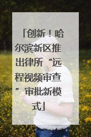 创新！哈尔滨新区推出律所“远程视频审查”审批新模式