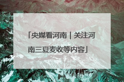 央媒看河南｜关注河南三夏麦收等内容