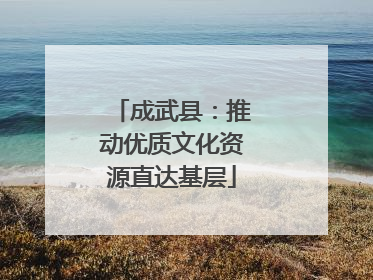 成武县：推动优质文化资源直达基层