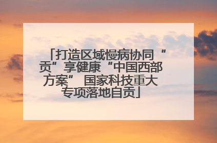 打造区域慢病协同“贡”享健康“中国西部方案” 国家科技重大专项落地自贡