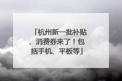 杭州新一批补贴、消费券来了！包括手机、平板等