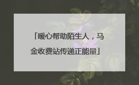 暖心帮助陌生人，马金收费站传递正能量