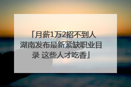 月薪1万2招不到人 湖南发布最新紧缺职业目录 这些人才吃香