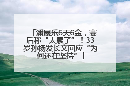潘展乐6天6金，赛后称“太累了”！33岁孙杨发长文回应“为何还在坚持”