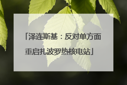 泽连斯基：反对单方面重启扎波罗热核电站