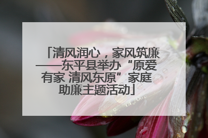 清风润心，家风筑廉——东平县举办“原爱有家 清风东原”家庭助廉主题活动