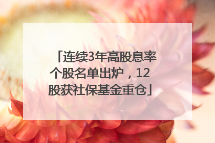 连续3年高股息率个股名单出炉，12股获社保基金重仓