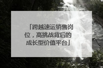 跨越速运销售岗位，高挑战背后的成长型价值平台