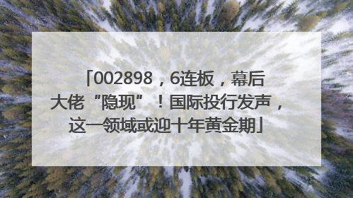 002898，6连板，幕后大佬“隐现”！国际投行发声，这一领域或迎十年黄金期