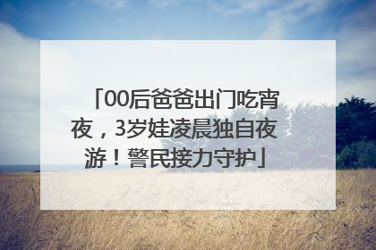 00后爸爸出门吃宵夜，3岁娃凌晨独自夜游！警民接力守护