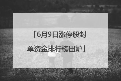 6月9日涨停股封单资金排行榜出炉